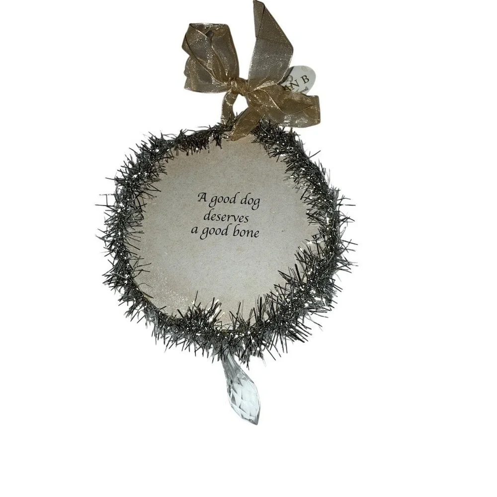 Susan B Holiday Jewels Dalmatian Dog Ornament Tinsel Wreath Crystal‎ Christmas